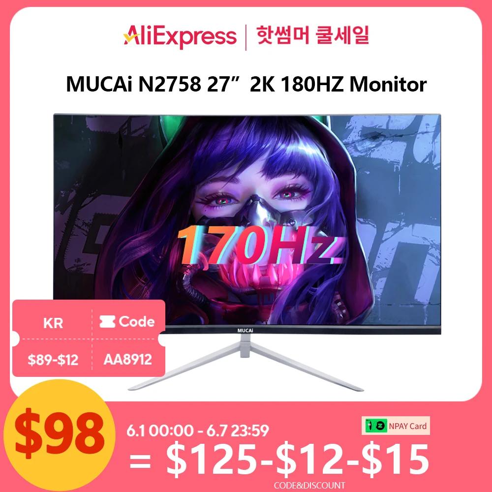 MUCAI 27 ġ , 2K 144Hz IPS LCD ÷, QHD 180Hz ũž ̹ ǻ ȭ,  г HDMI ȣȯ, DP 2560*1440